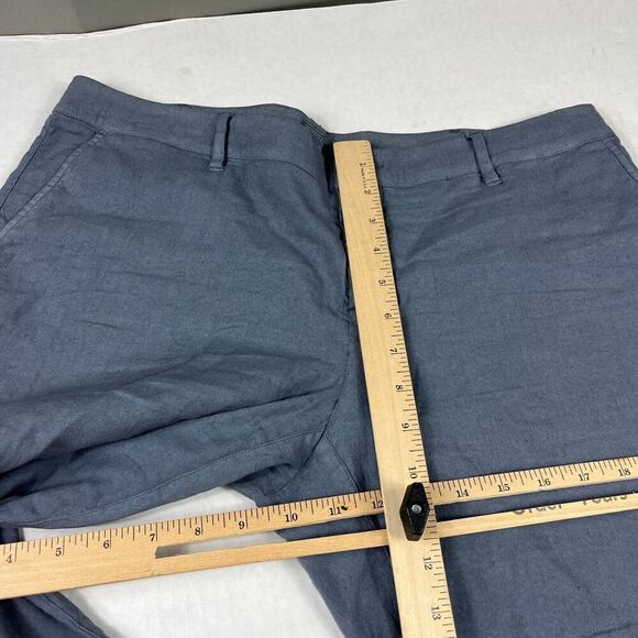 120 Lino Womens Linen Blend Ankle Pants Blue Slim Leg Trousers Size 48 12 US * - Picture 6 of 12
